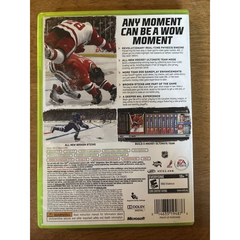 NHL 11 XBOX 360 EA Sports Hockey Game Complete Dolby Digital Super Fun